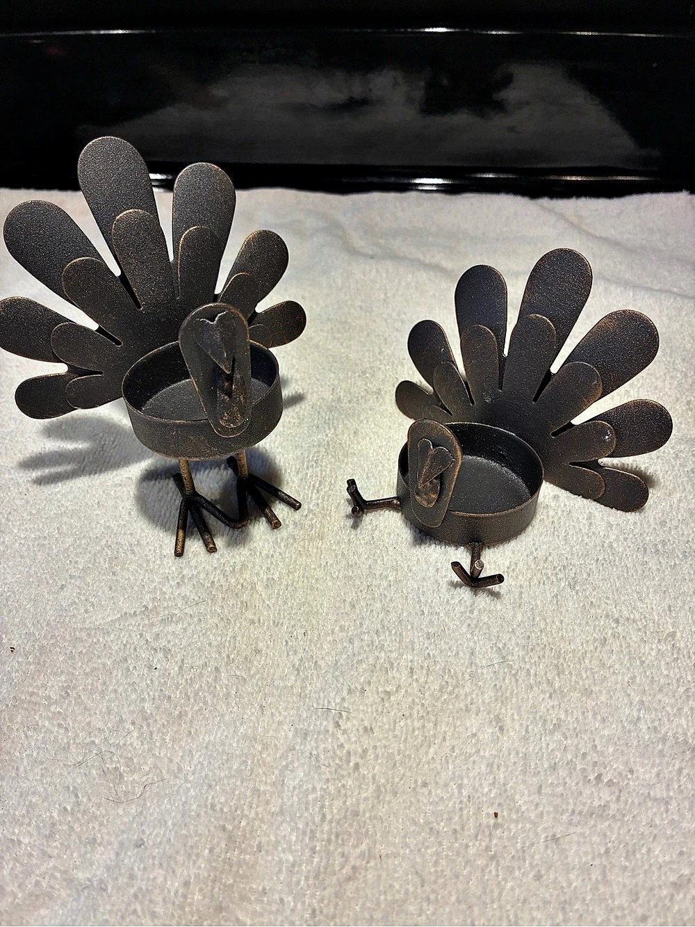 Rustic Bronze Finished Turkey Tea Light Holders